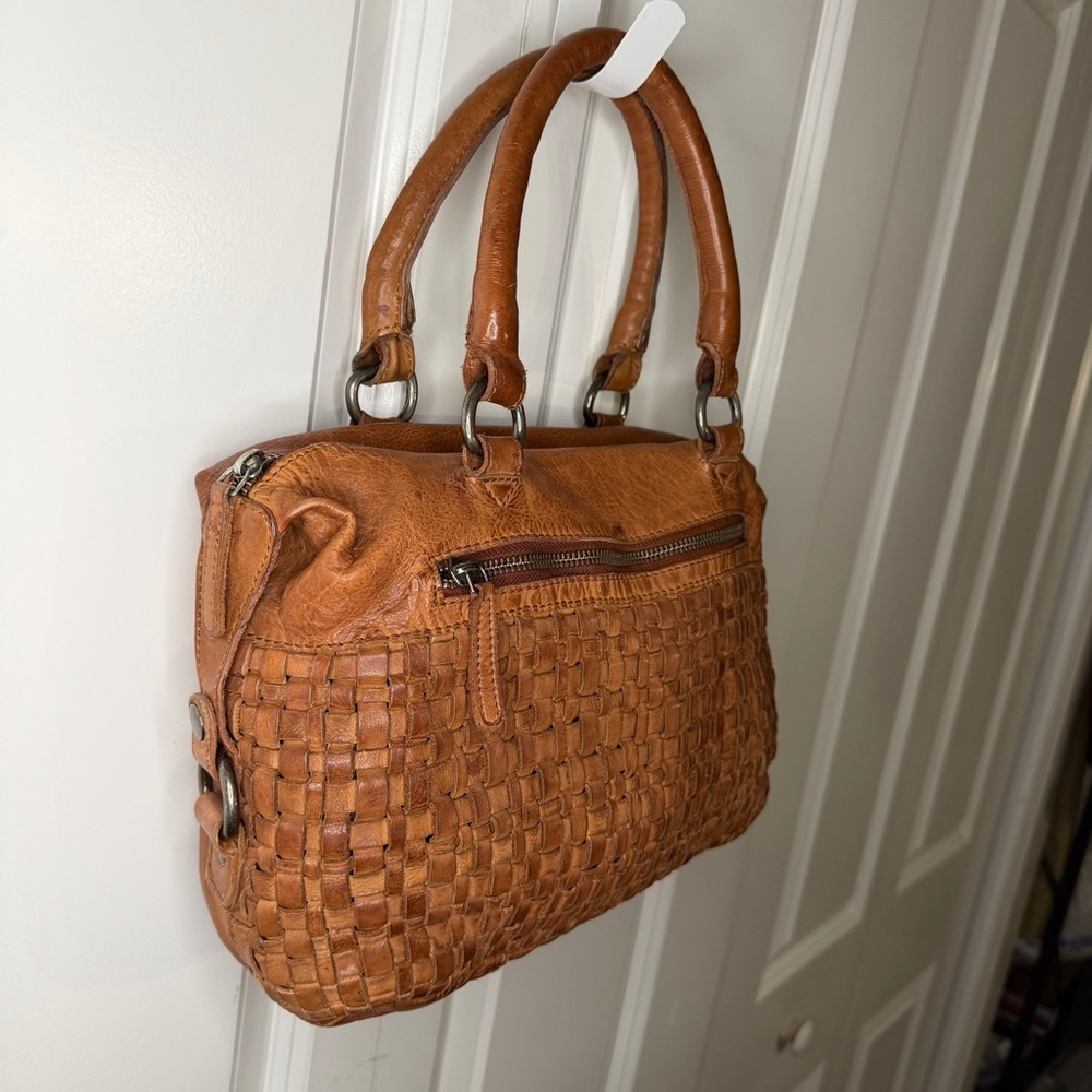 Vilenca Holland Woven Genuine Leather Hand Bag Purse Satchel Brown - Picture 3 of 16